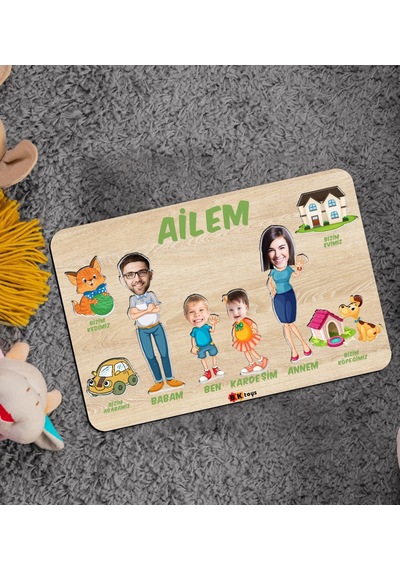 Bk Toys Çocuklara Özel Ailem Konseptli(4 Kişilik) Ahşap Eğitici Y