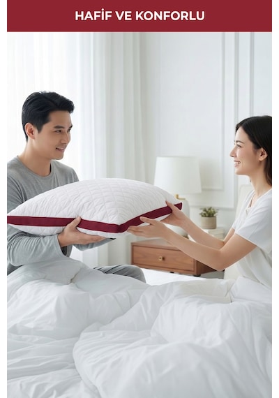 2'li Klimalı Yastık 50x70 Cm Terletmeyen, Hava Alan Mikrofiber Uyku Yastığı Bordo