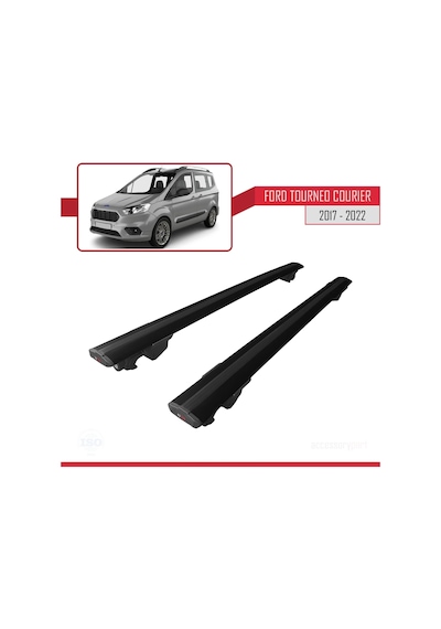 Ford Tourneo Courier 2017-2022 Arası İle Uyumlu Hook Model Anahtar Kilitli Ara Atkı Tavan Barı Siyah