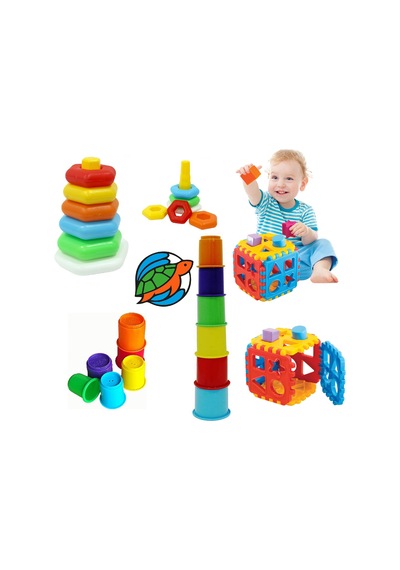 Altıgen Halkalar + Bardak Kule + Bultak Puzzle Eğitici Zeka Geli