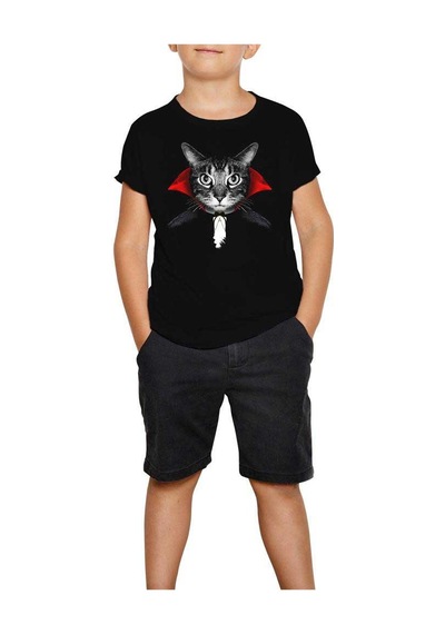 Zepplin Giyim Kedi Cat Vampire Siyah Çocuk Tişört