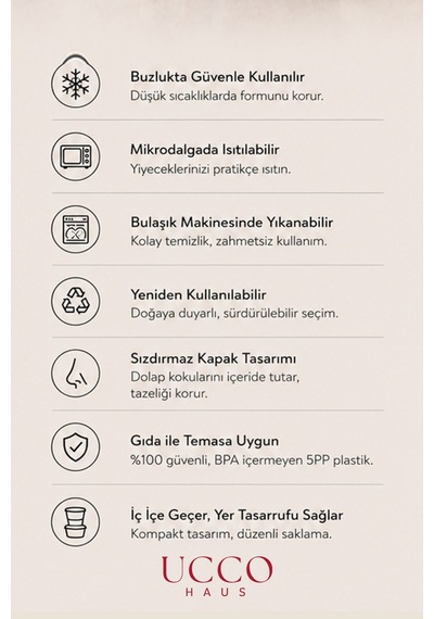Ucco 500 Ml Kapaklı Buzluk Ve Mikrodalga Saklama Kabı, 10 Adet, Şeffaf
