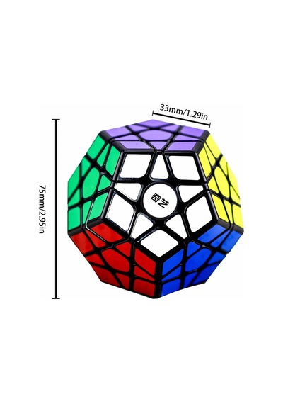 Bestcube Megaminx Hız Küpü, 3x3x3 Beşgen Hız Küpü Dodecahedron Sihirli Küp Bulmaca Siyah