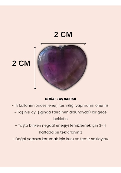 Doğal Taş - Ametist Kalp Kolye Koyu Mor