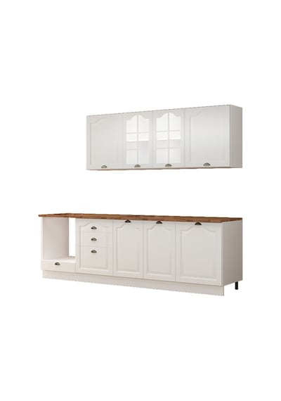 270 Cm Greena White Tezgahlı %100 Mdf Hazır Mutfak Dolabı Beyaz
