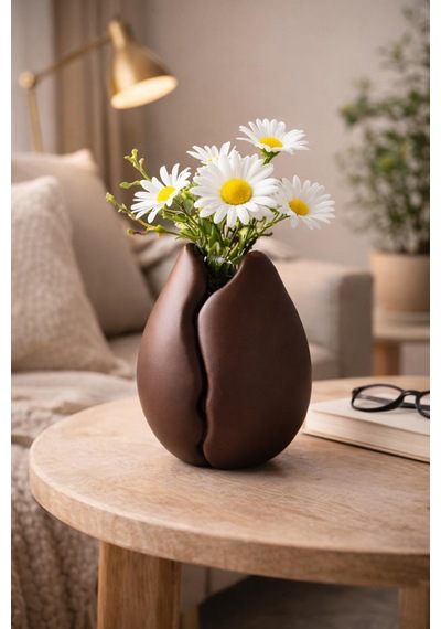 Kahve Çekirdeği Şeklinde Dekoratif Vazo Minimal Modern Ev Dekoru