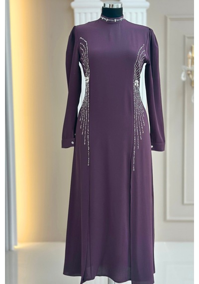Amine Hüma Duru Abiye Elbise Violet Violet