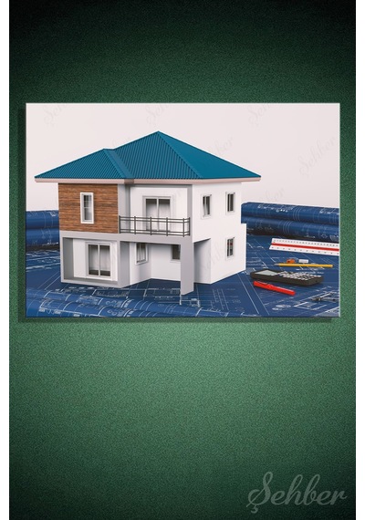 Yatay Tekli Kanvas Tablo Modern Emlak Ofisi İnşaat Gyo Mimarlık Müstakil Ev 3d Render 2226