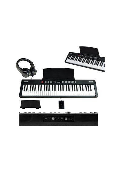 Midex PS-4000BK-PAK Taşınabilir Piyano Tuş Hassasiyetli 61 Tuşlu Bluetooth USB MP3 Midi (Kulaklık Stand Çanta Sustain)