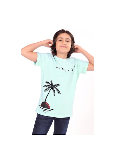 Toontoy Kids Toontoy Erkek Çocuk Baskılı Tişört Su Yeşili