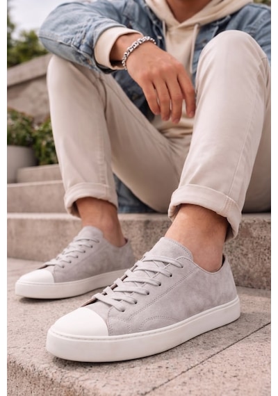 Shoetyle - Bej Hakiki Süet Bağcıklı Erkek Sneaker 666-25-1567