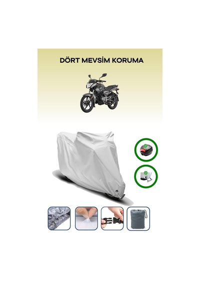 Gri Arka Çanta Ve Kilit Uyumlu Bajaj Pulsar Ns 125 Uyumlu Motor Brandası