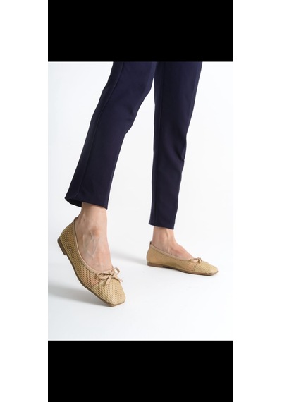 Meyoushoes File Fiyonklu Babet Bej 40 Beyaz