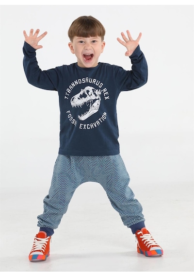 Casabony Fossil Erkek Çocuk Baggy Pantolon + T-shirt Takım-laci Lacivert