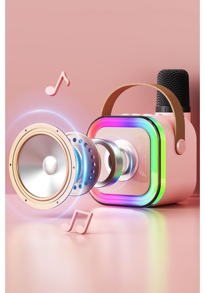 Rgb Ledli Karaoke Mikrofonlu Bluetooth Hoparlör Şirin Hoparlör Karaoke Set