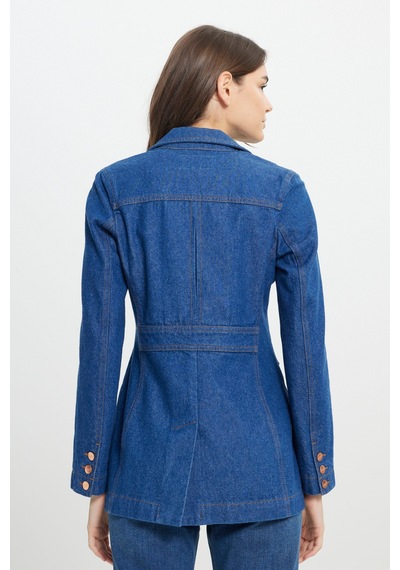 Regular Fit Normal Kesim %100 Pamuk Lacivert Jean Denim Ceket Çok Renkli