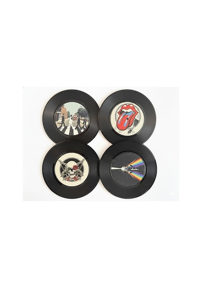 Retro Plak Bardak Altlığı Ve Magnet Seti Çok Renkli