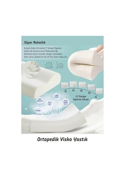 Ortopedik Visco Yastık Boyun Fıtığı Boyun Düzleşmesi Boyun Ağrısı Destekli Lüks Ortapedik Yastık Beyaz