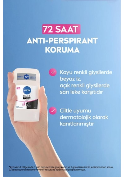 Kadın Stick Deodorant Black&white Invisible Clear 50ml, 72 Saat Anti-perspirant Ter Koruması