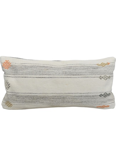 Zehra Abla Halı Yeni El Dokuma Dekoratif Lumbar Kilim Kırlent Yastık Kılıfı 6609 Çok Renkli
