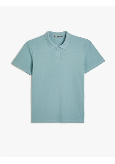 Koton 4sam10113mk 640 Mavi Erkek Pamuk Jersey Kısa Kollu Polo Yaka Basic T-shirt Mavi