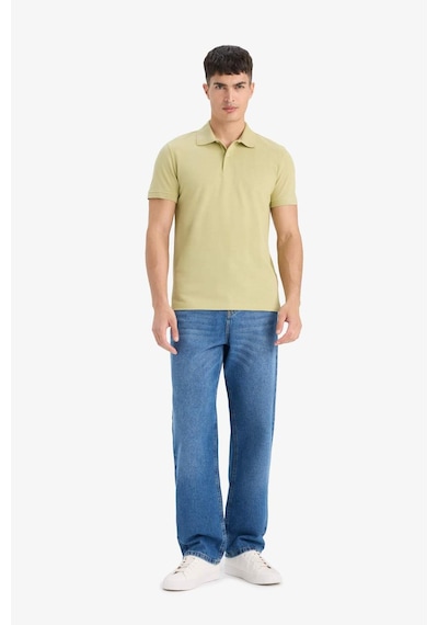 DeFacto %100 Pamuk Slim Fit Dar Kesim Polo Yaka Kısa Kollu Pamuklu Nakışlı Pike Tişört E2633AX25SMKH517