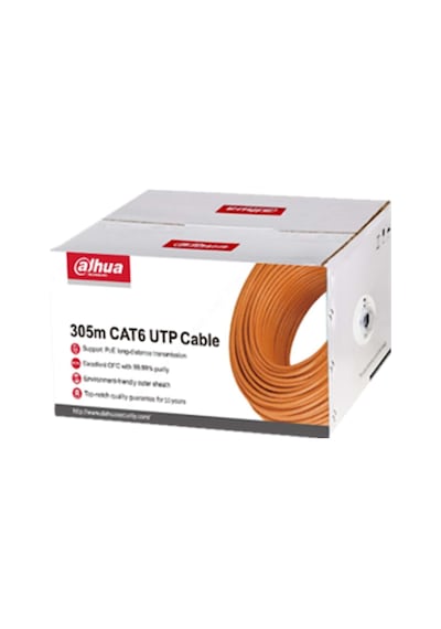 Dahua Dh-pfm920ı-6un-c, Cat6 305m, 24awg 0.53mm, Utp, %100 Bakır, Pvc, Kablo, Turuncu Renk 63061359