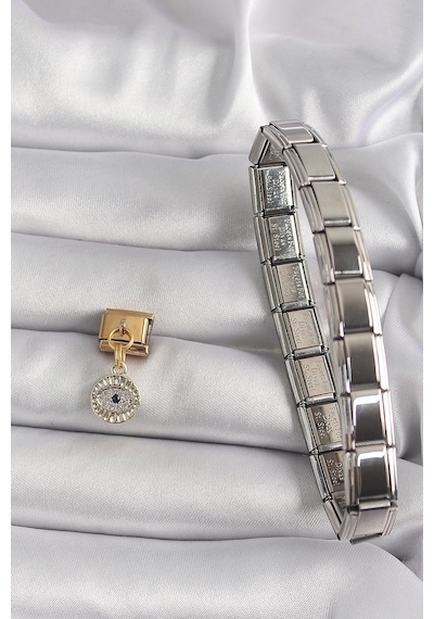 316l Çelik Gold Renk Sallantı Zirkon Taşlı Göz Model Nomination Charm Çok Renkli