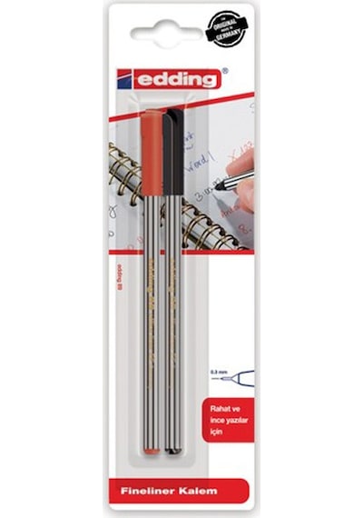 Edding Fineliner 2Li. Kırmızı-Siyah Renk