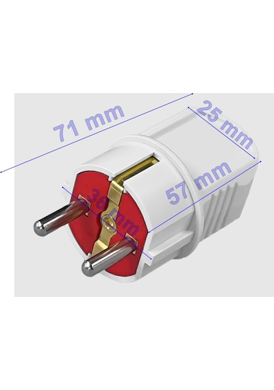 Arvia Topraklı Fiş Düz Beyaz 16 Amper 220 Volt Ip20 Erkek Fiş