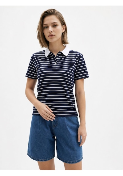 LOFT Regular Fit Kadın Polo K.kol Lf2042626 Q1.v1 Lacivert