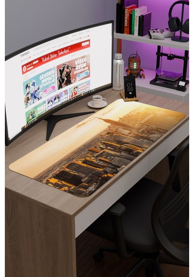 New York Amerika V2 90x40 Xxl Gaming Kauçuk Kaymaz Taban Mouse Pad Fare Altlığı