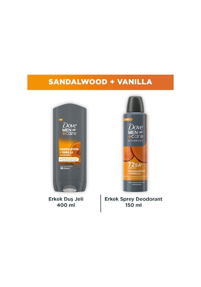 Dove Men +care Advanced Erkek Deodorant Sandalwood Vanilla 150 Ml + Sandalwood + Vanilla Duş Jeli 400 Ml