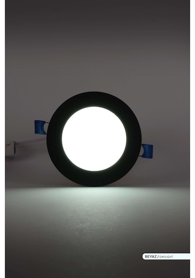 ACK 6W Sıva Altı Yuvarlak LED Panel Armatür Siyah Gövde 6500K Bey