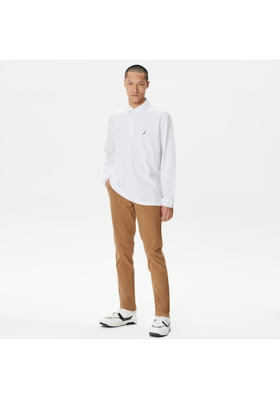 Nautica Erkek Beyaz Classic Fit Uzun Kollu Polo Düz K37351t Beyaz