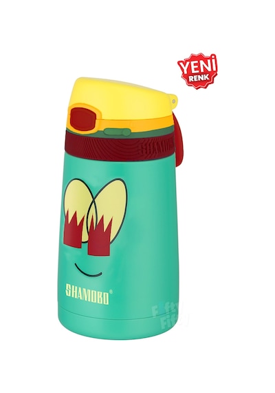 Shamobo 2li Set Pipetli Çelik Termos 350ml -6 Saat Isı Yalıtımı- Pembe - Açık Yeşil