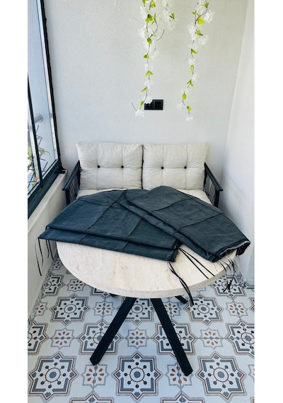 Bahçe Balkon Takımı Minder Kılıf Takımı 4 Adet Antrasit