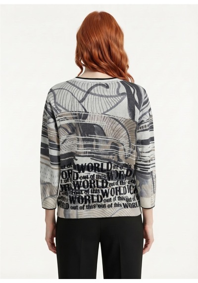 Neden Tekstil Kadın Yazı Baskılı Uzun Kollu Triko Sweatshirt - Çok Renkli