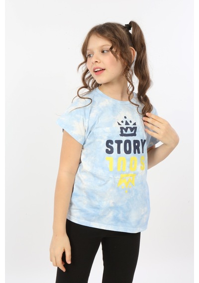 Toontoy Kids Toontoy Kız Çocuk Story Soul Baskılı Tişört Mavi
