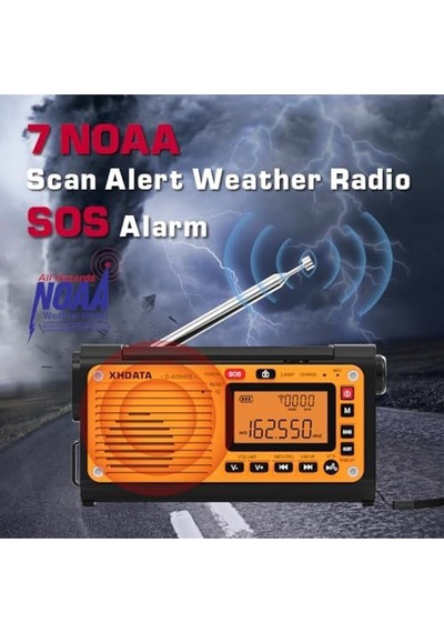 XHDATA D-608WB FM/SW/MW/NOAA Çok Bantlı Taşınabilir Acil Durum Radyosu