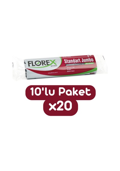 Florex Standart Jumbo Boy Çöp Torbası 80x110 Cm 10'lu Rulo Siyah 20 Rulo (200 Adet 1 Koli)