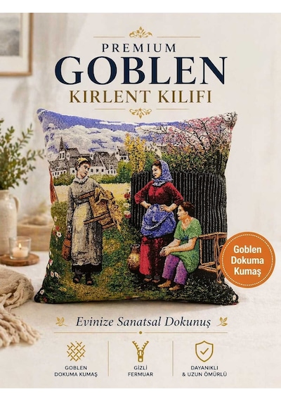 Goblen Dokuma Kadınlar Çit Desen Kırlent Kılıf Çok Renkli