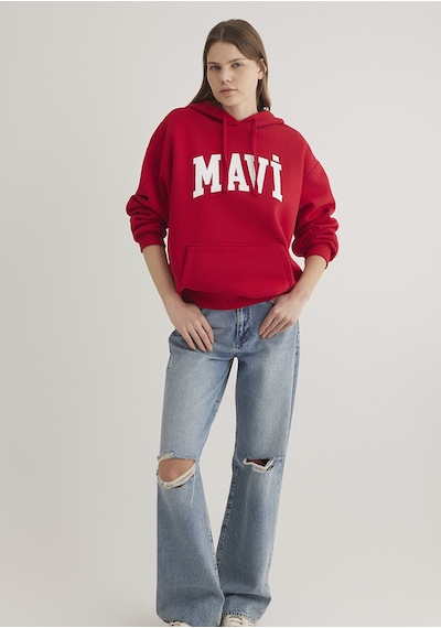 Mavi - Mavi Logo Baskılı Kapüşonlu Kadın Sweatshirt 1600361-86417 Kırmızı Mavi - Mavi Logo Baskılı Kapüşonlu Kadın Sweatshirt 1600361-86417 Kırmızı