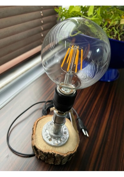 Endüstriyel Borulu Rustic Vintage Steampunk Tarz Masa Lambası