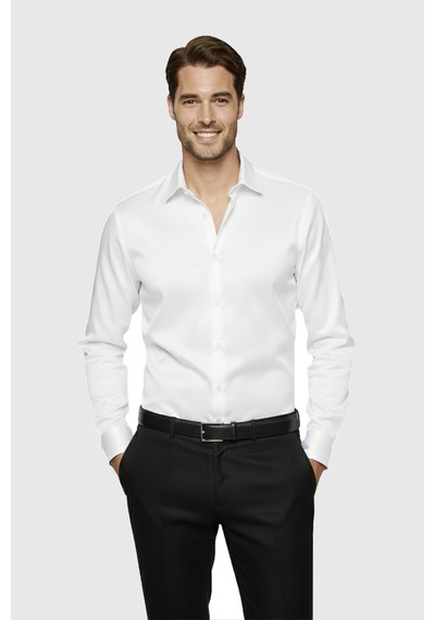 Rizzup Beyaz Slim Fit Erkek Gömlek Kolay Ütülenen Nefes Alan Kumaş, Dört Mevsim Şıklık 2608515