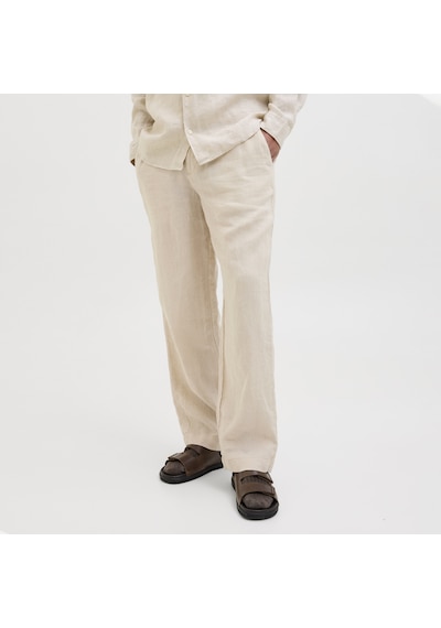 Jack & Jones Erkek Loose Fit Keten Pantalon - Karl - 12253120 Silver Lining