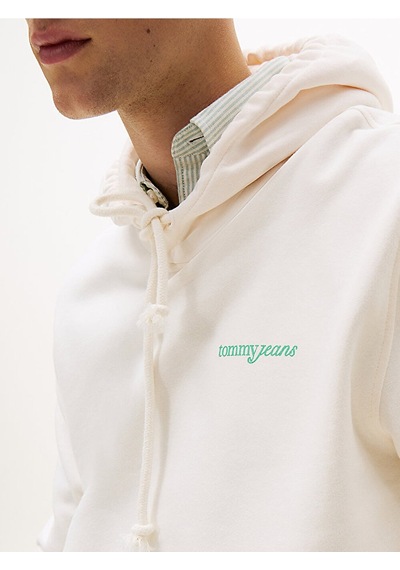 Tommy Hilfiger Tjm Reg Blur Scrpt Bck Hood Ext Erkek Beyaz Kazak - Dm0dm22112
