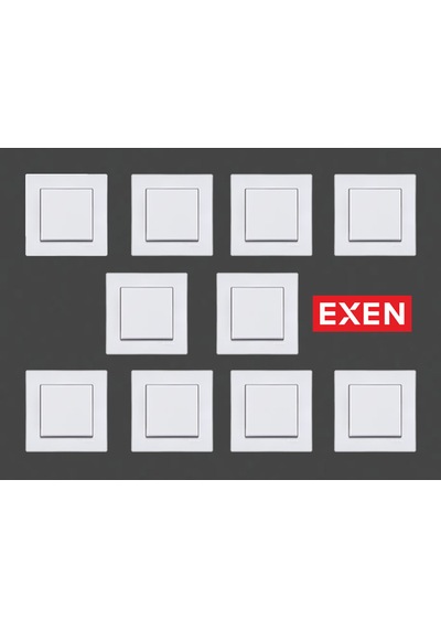 Exen Karell Beyaz Anahtar Çerçeveli 10 Adet