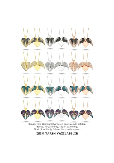 Aşkın Kanatları Gümüş Kalp Kolye Isim Kolye Isimli Kolye Wsn149B