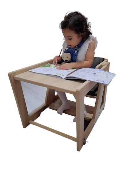 Enna Woden Montessori Mama Sandalyesi Ahşap Mama Sandalyesi Katlanır Mama Sa